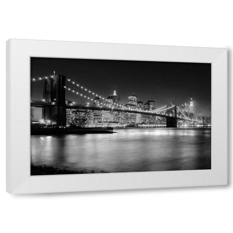 NYC Nights White Modern Wood Framed Art Print by Papiorek, Nina