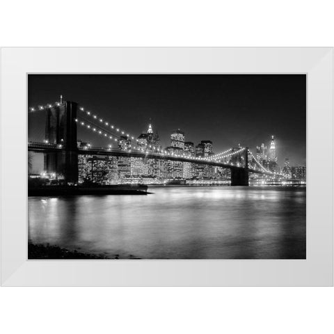 NYC Nights White Modern Wood Framed Art Print by Papiorek, Nina
