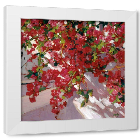 Hanging Flowers White Modern Wood Framed Art Print by Craig, Philip