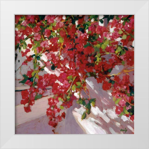 Hanging Flowers White Modern Wood Framed Art Print by Craig, Philip