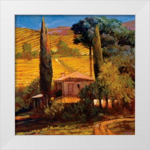 Tuscan Morning Light White Modern Wood Framed Art Print by Craig, Philip