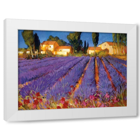 Late Afternoon, Lavender Fields White Modern Wood Framed Art Print by Craig, Philip