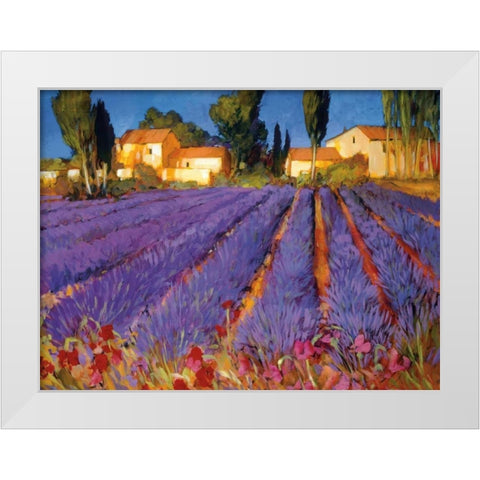 Late Afternoon, Lavender Fields White Modern Wood Framed Art Print by Craig, Philip
