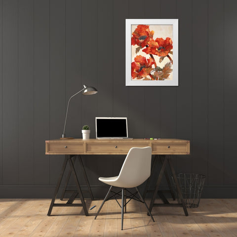 Poppies II White Modern Wood Framed Art Print by Kamikura, Joyce