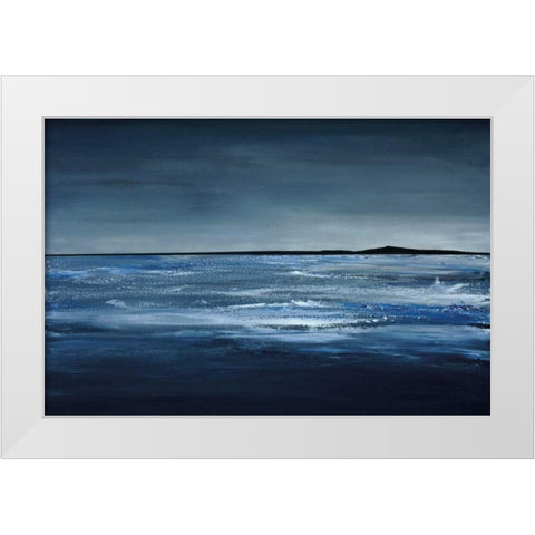 Blue Horizon White Modern Wood Framed Art Print by Kaminsky, Earl