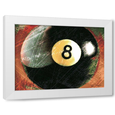 Behind The 8 Ball White Modern Wood Framed Art Print by Venter, Tandi
