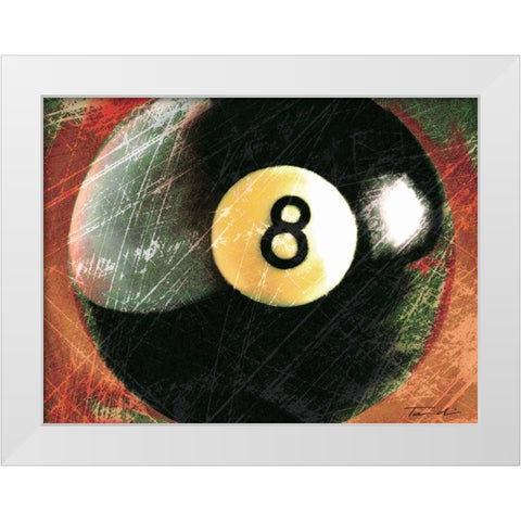 Behind The 8 Ball White Modern Wood Framed Art Print by Venter, Tandi