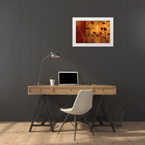 Scarlet Silhouette White Modern Wood Framed Art Print by Aparicio, Edward