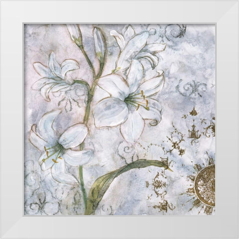 Floral Pearls I White Modern Wood Framed Art Print by Nocito, James