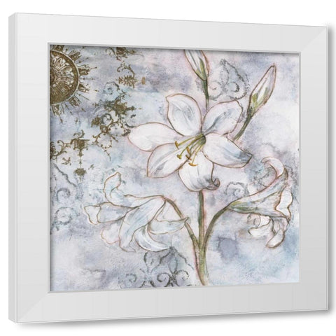 Floral Pearls II White Modern Wood Framed Art Print by Nocito, James