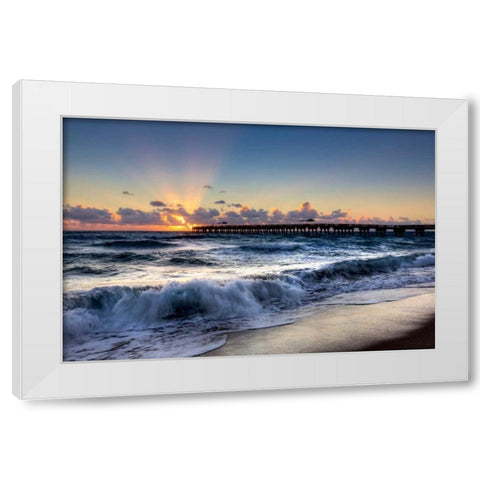 The Wave White Modern Wood Framed Art Print by Celebrate Life Gallery