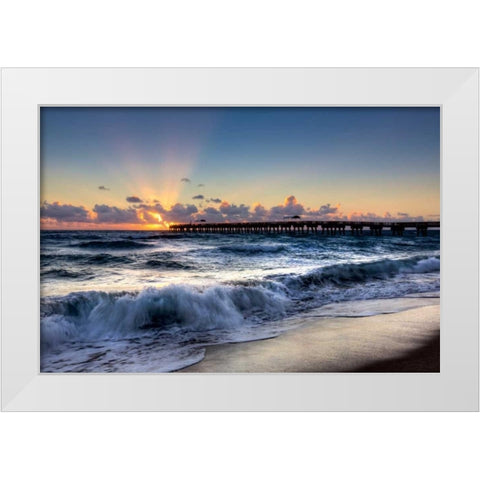 The Wave White Modern Wood Framed Art Print by Celebrate Life Gallery