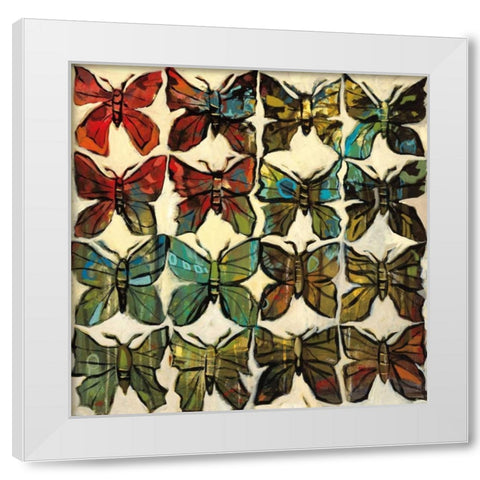 Butterflies White Modern Wood Framed Art Print by Harwood, Jennifer