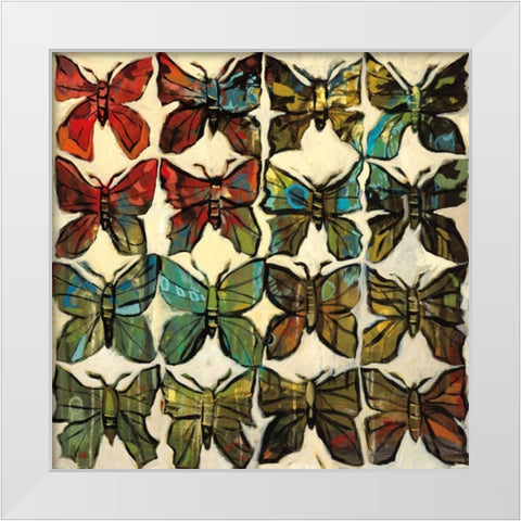 Butterflies White Modern Wood Framed Art Print by Harwood, Jennifer