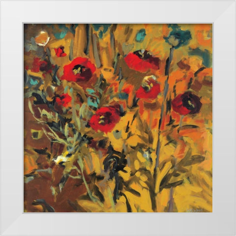 Wild Poppies White Modern Wood Framed Art Print by Harwood, Jennifer