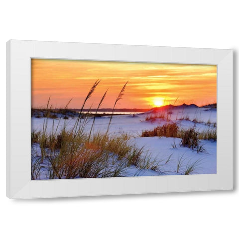 Seashore Sunset White Modern Wood Framed Art Print by Jones, Mike