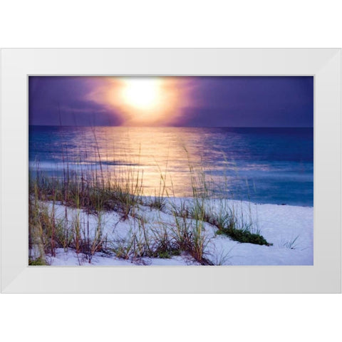 Pensacola Moonrise White Modern Wood Framed Art Print by Jones, Mike