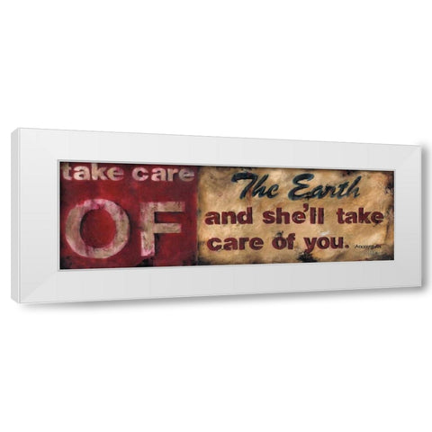 Take Care Of The Earth White Modern Wood Framed Art Print by Pasion, Wani