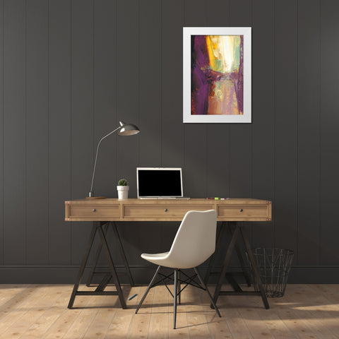 Violet Falls White Modern Wood Framed Art Print by Shire, Martin