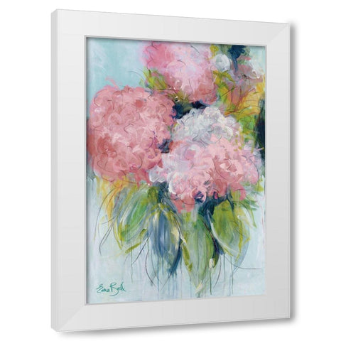 Pink Hydrangeas White Modern Wood Framed Art Print by Bell, Emma