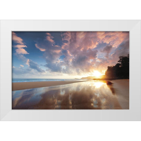 Secret Beach Sunrise White Modern Wood Framed Art Print by Frates, Dennis