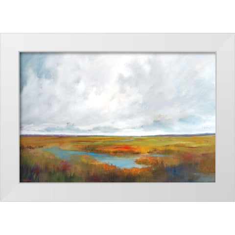 Sunset Over The Marsh White Modern Wood Framed Art Print by Jackson, Victoria