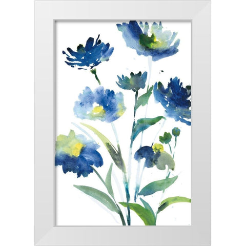 Blue Bliss I White Modern Wood Framed Art Print by Meyers, Rebecca