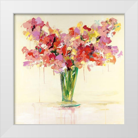 Vase of Red and Pink White Modern Wood Framed Art Print by Bell, Emma
