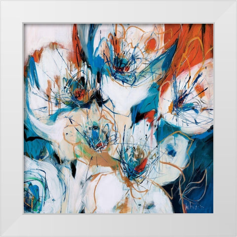 Splashes of Blue White Modern Wood Framed Art Print by Fitzsimmons, A.