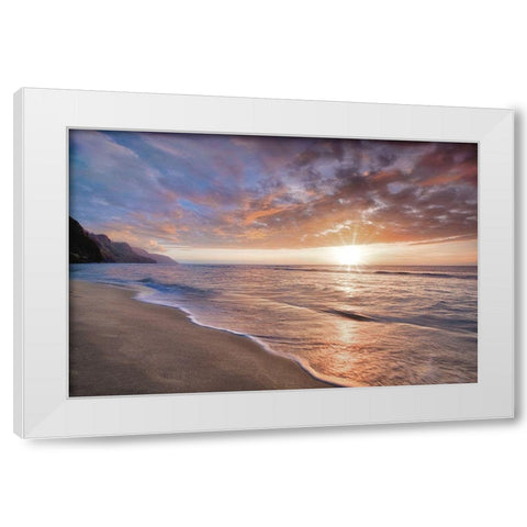 Kee Beach Sunset White Modern Wood Framed Art Print by Frates, Dennis