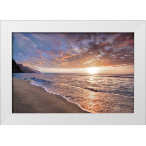 Kee Beach Sunset White Modern Wood Framed Art Print by Frates, Dennis