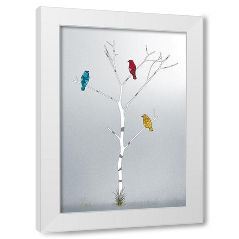 Three In A Tree White Modern Wood Framed Art Print by Pelkey, Marvin