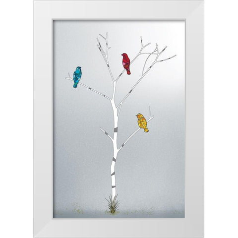 Three In A Tree White Modern Wood Framed Art Print by Pelkey, Marvin
