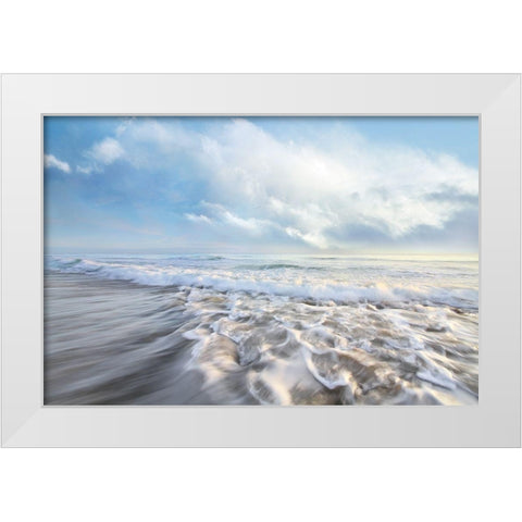 Seafoam White Modern Wood Framed Art Print by Celebrate Life Gallery