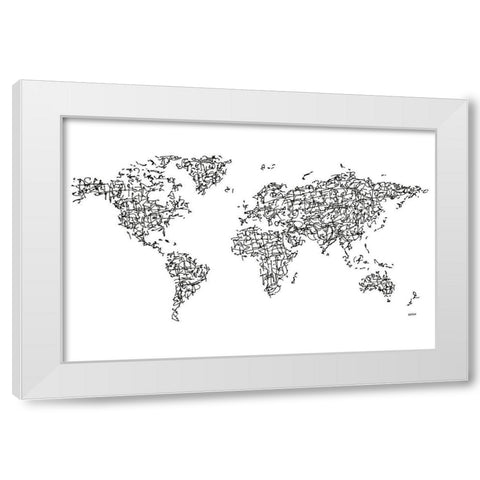 HÃ nzÃ¬ Kanji World MapÂ  White Modern Wood Framed Art Print by Bassin, Charlotte