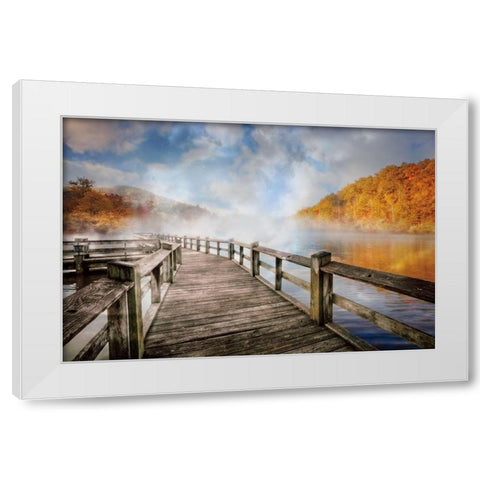 Dancing Fog At The Lake White Modern Wood Framed Art Print by Celebrate Life Gallery