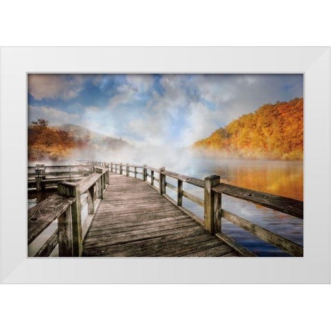 Dancing Fog At The Lake White Modern Wood Framed Art Print by Celebrate Life Gallery