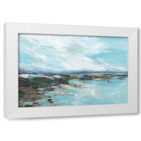 Somewhere On The Beach White Modern Wood Framed Art Print by Pasion, Wani