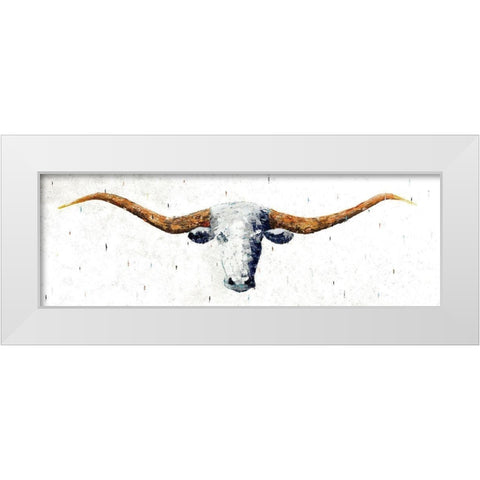 Longhorn White Modern Wood Framed Art Print by Pelkey, Marvin
