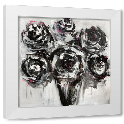 Black Roses White Modern Wood Framed Art Print by Bell, Emma
