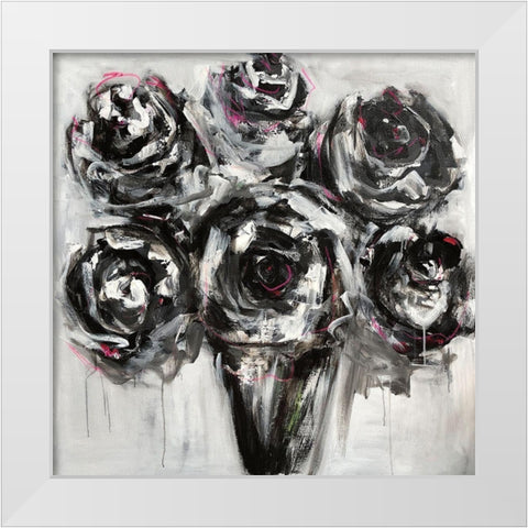 Black Roses White Modern Wood Framed Art Print by Bell, Emma
