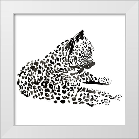 Cheetah White Modern Wood Framed Art Print by Billinghurst, Marina