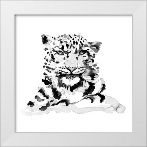 Snow Leopard White Modern Wood Framed Art Print by Billinghurst, Marina