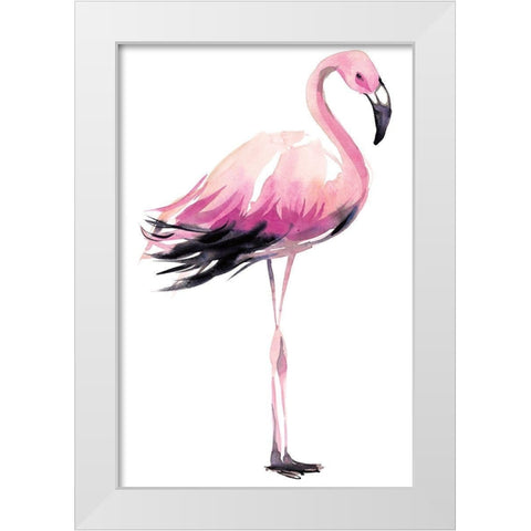 Flamingo White Modern Wood Framed Art Print by Billinghurst, Marina