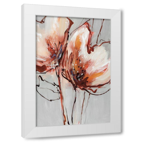 Blooms In Tangerine White Modern Wood Framed Art Print by Fitzsimmons, A.