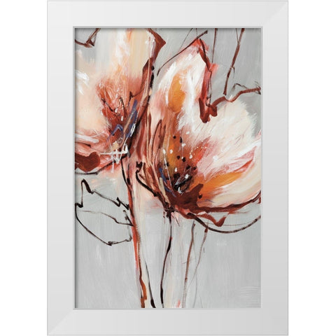 Blooms In Tangerine White Modern Wood Framed Art Print by Fitzsimmons, A.