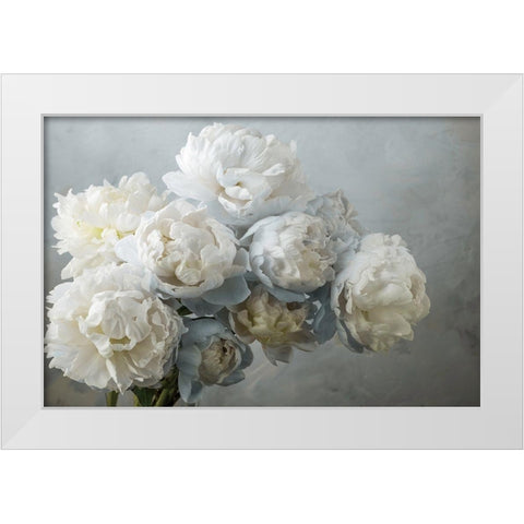 A Gift of Peonies White Modern Wood Framed Art Print by Frank, Assaf