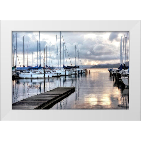 Walk on  the Dock White Modern Wood Framed Art Print by Burt, D.