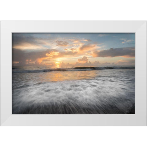 Pale Sunrise White Modern Wood Framed Art Print by Burt, D.