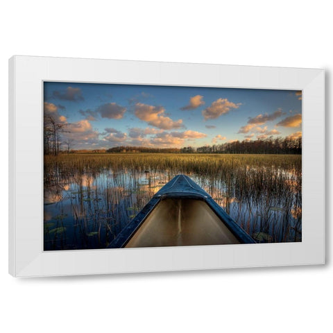 Canoeing on the River White Modern Wood Framed Art Print by Celebrate Life Gallery